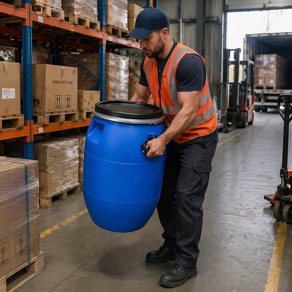 Plastic Drum with Lid Water Storage Barrel Multipurpose Plastic Barrel 55 Gallon Drum for Feed Laundry Supplies