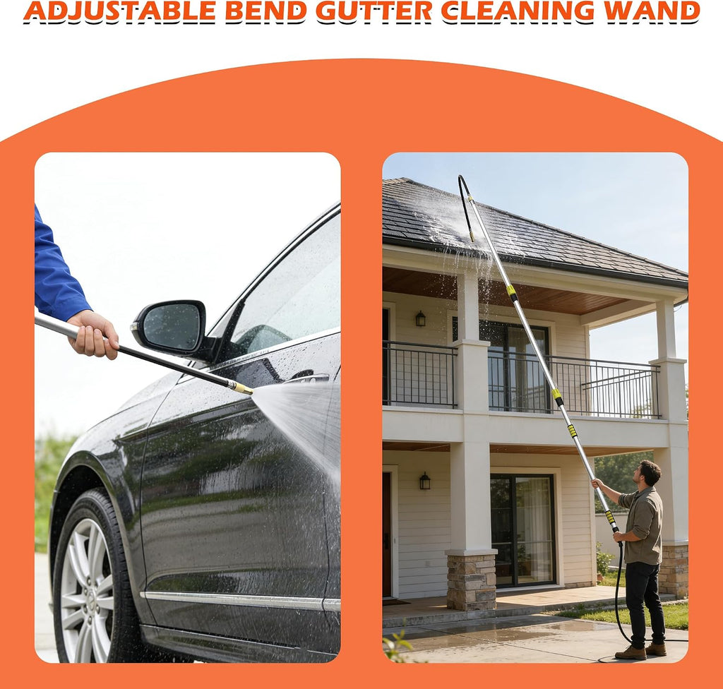 18FT Reach Gutter Cleaning Tool, Gutter Wand with Hose Attachment