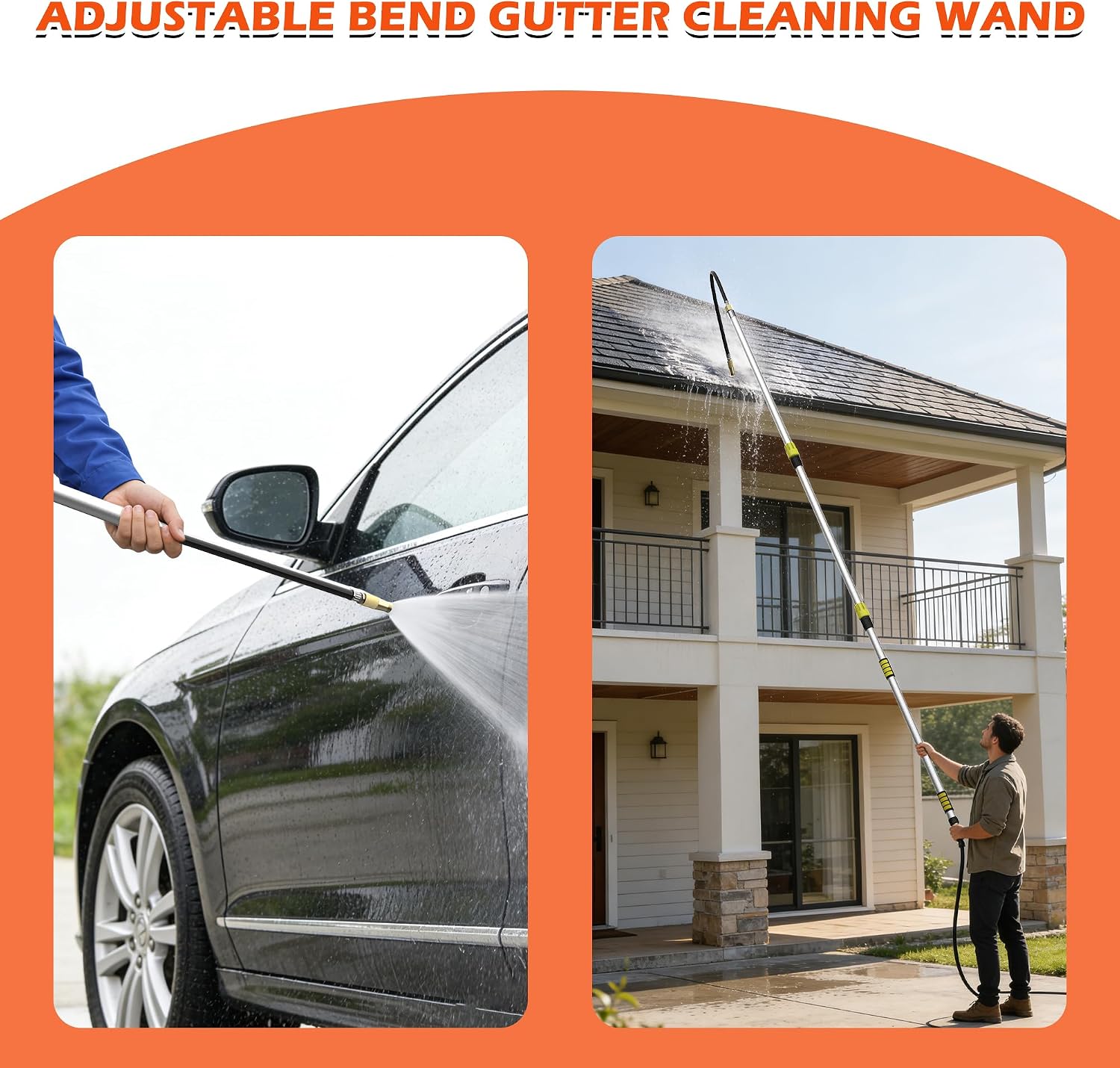 18FT Reach Gutter Cleaning Tool, Gutter Wand with Hose Attachment