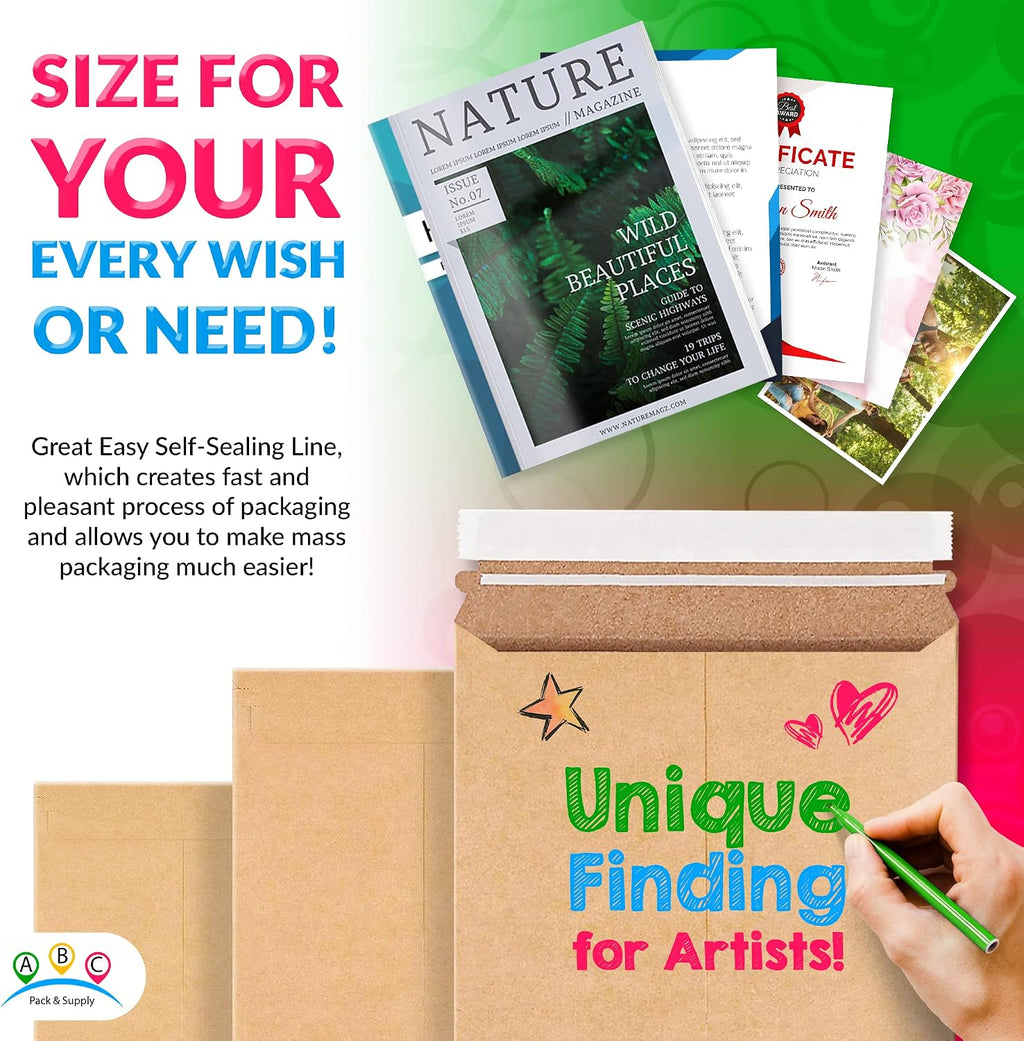 Rigid Mailers 6 x 8 Inch, Brown Cardboard Envelopes, Self Seal Tear Strip, 550 GSM Paperboard, Stay Flat Design, Pack