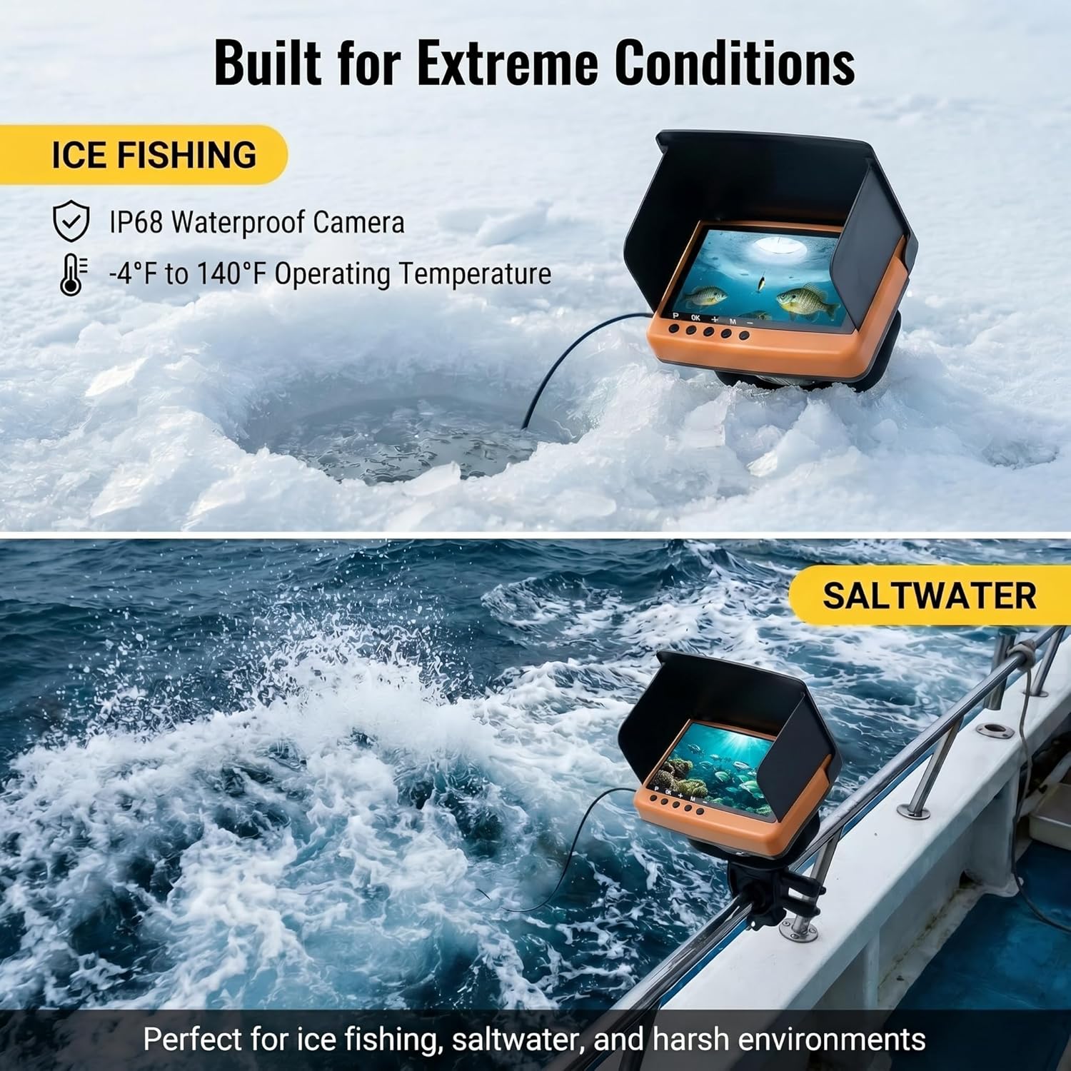 5.5" HD 1080P Underwater Fishing Camera &10000mAh Fish Finder | DVR-32GB Portable Depth Finder for Ice Fishing Boat