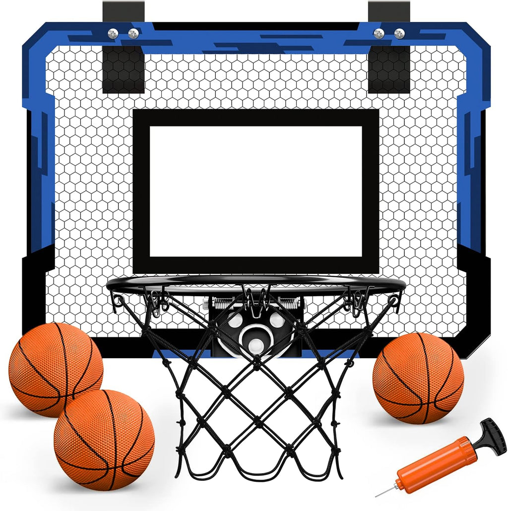 Mini Basketball Hoop | Over The Door Indoor, with 3 Balls/Inflator/Breakaway Rim, Basketball Toy Gifts for Kids and