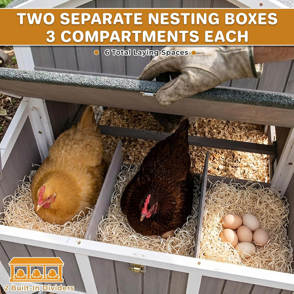 190.6" Double Outdoor Chicken Coop with Run and Wheels for 8-12 Chickens
