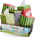 Gaias Premium Bamboo Facial Tissues, 12 fruit boxes, 3 Ply, 80 Sheets/Box - Made From Bamboo, Zero Plastic Packaging