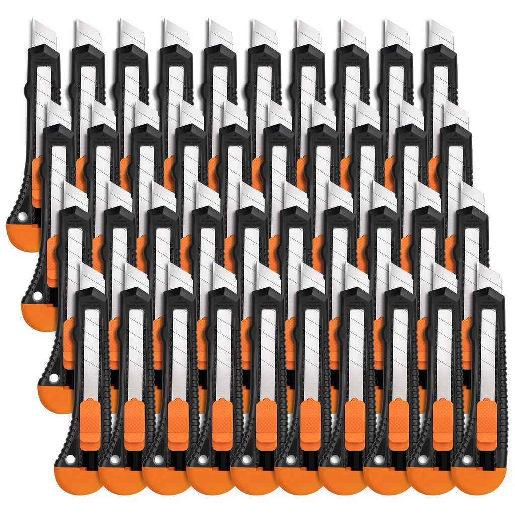 40 Pack Box Cutter Retractable, 18mm Utility Knife, Razor Knife