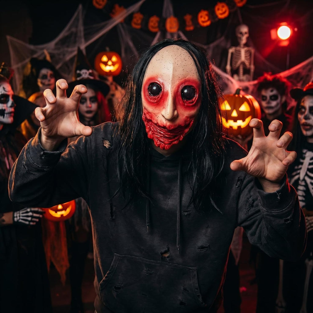 Scary Halloween Mask for Adult, Realistic Ghost Face Masks for Men | Horror Zombie, Long Hair, Creepy Design, Party