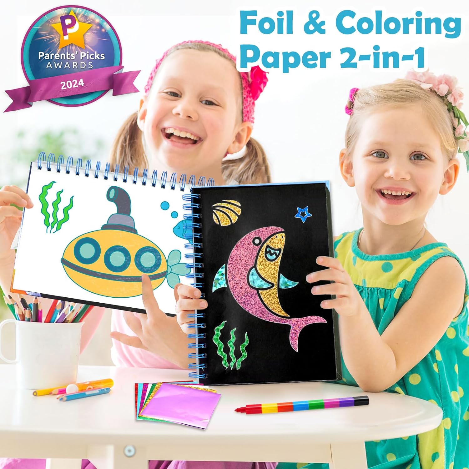 Foil Art Craft Kit for Kids, Sparkly Birthday Gift Toy for Kids