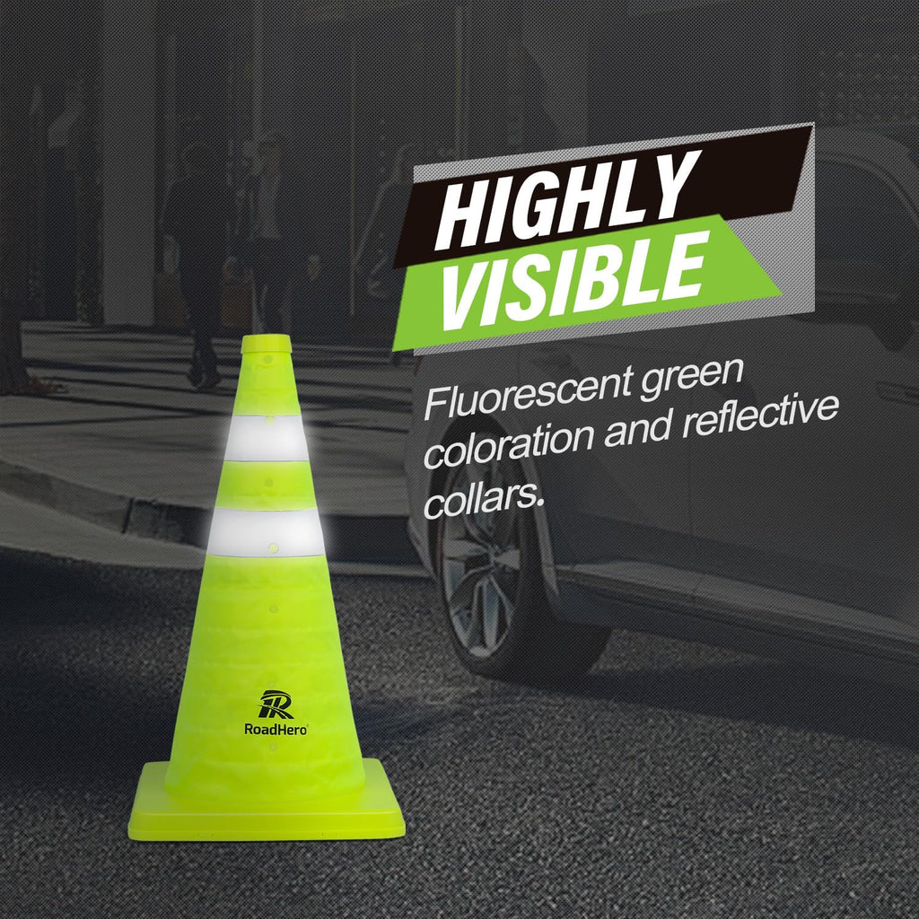 18 Inch 2 Pack Collapsible Traffic Safety Cones with Bag, Green