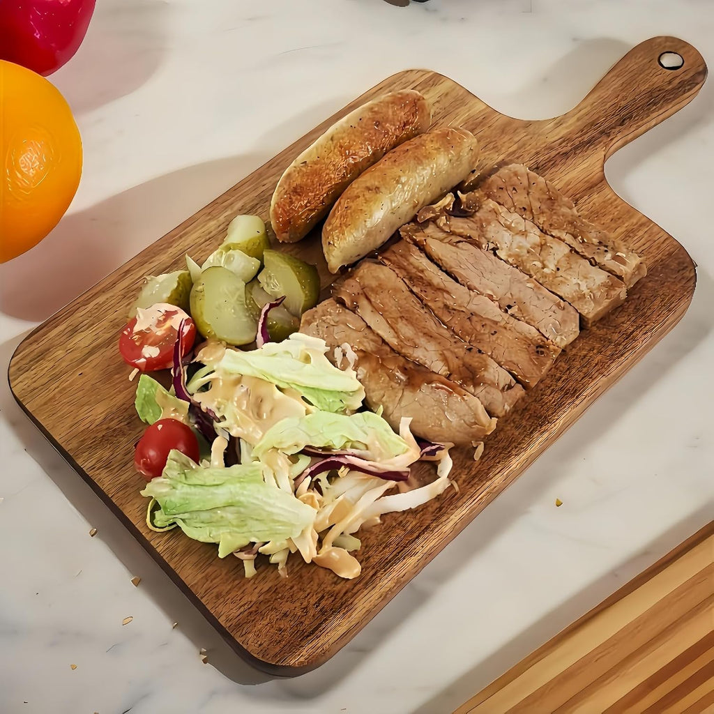 Acacia Cutting Board with Handle, 14 x 7 Inch Charcuterie Serving Board