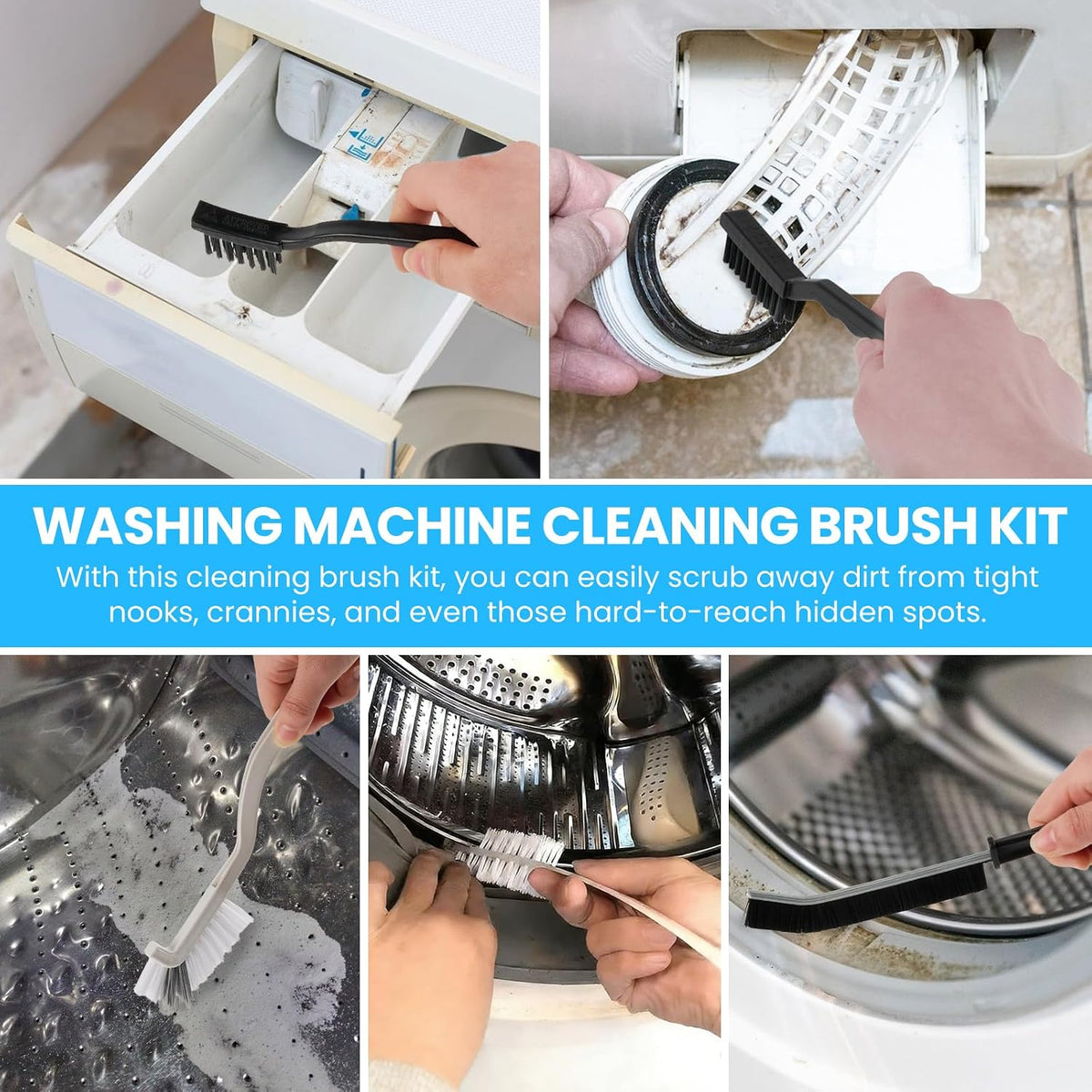 Washing Machine Cleaning Brush Set for Front Load Washer Cleaner, 6PCS