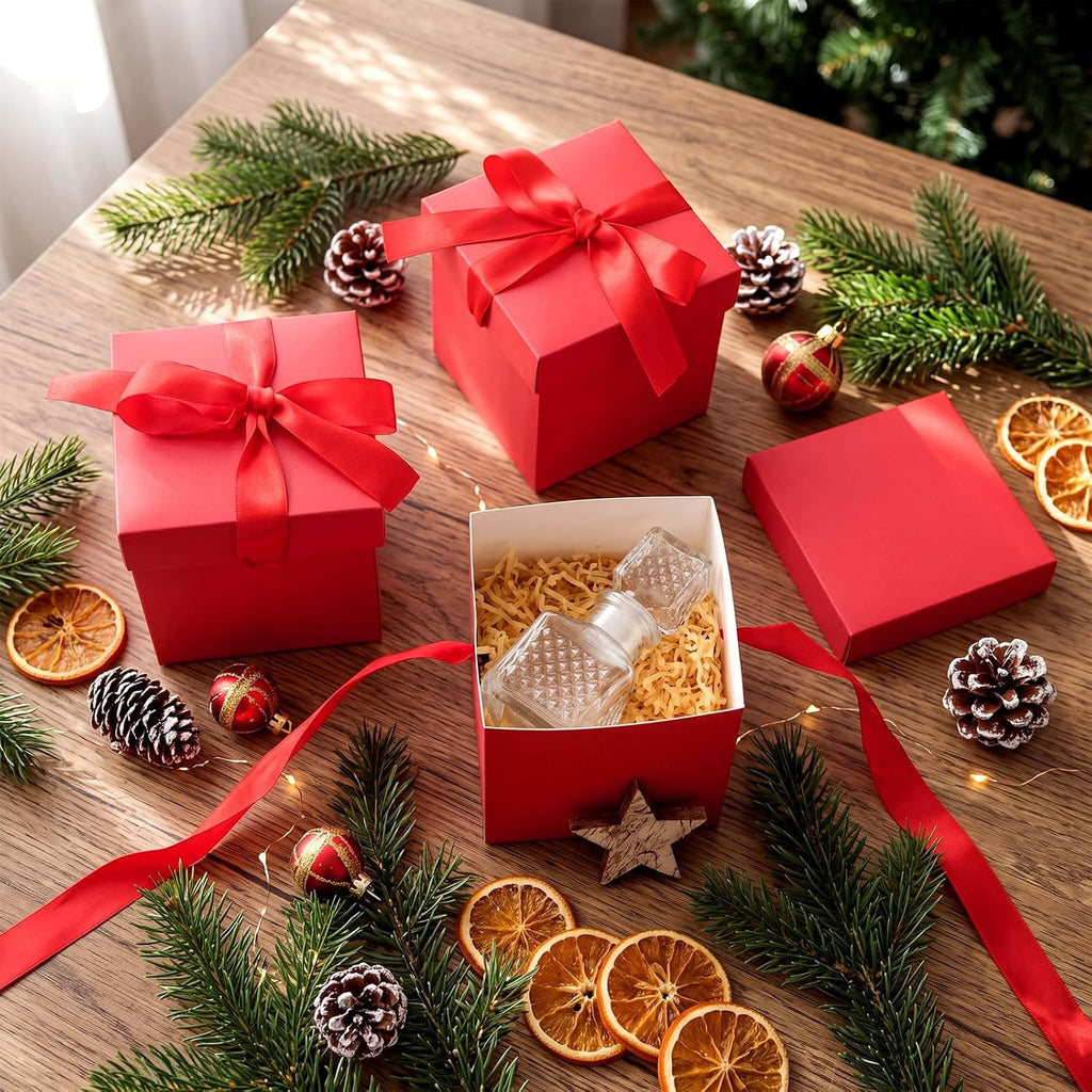 24 Pcs Christmas Gift Boxes with Lids Small Box, Red, Classic