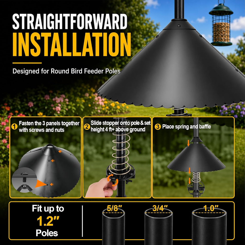 19 inch Metal Squirrel Baffle for Bird Feeder Pole