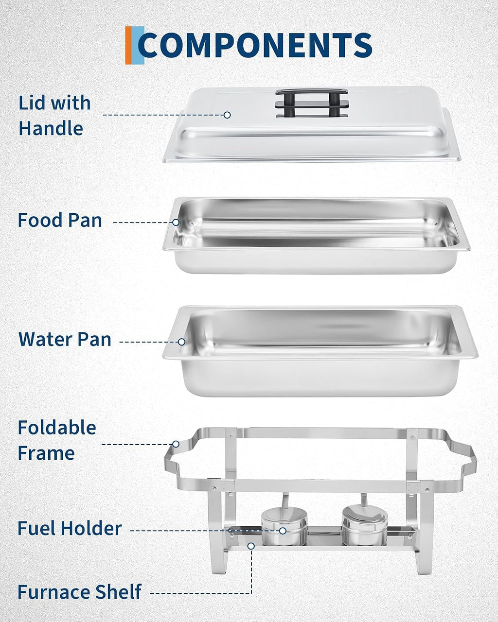 Chafing Dishes for Buffet 2 Pack, 8QT Buffet Servers & Warmers Set