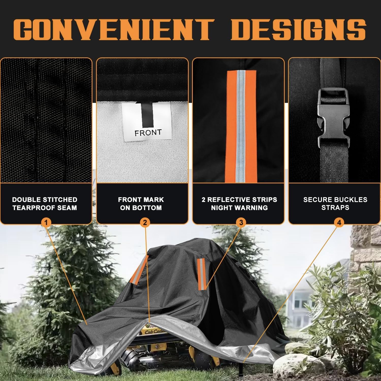 Zero Turn Mower Cover 60 Inch Deck,Oxford Cloth,2 Buckle Straps | Waterproof Outdoor Lawn Mower Tractor Covers
