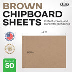 Chipboard Sheets 8.5" x 11", Pack of 50 - USA-Made Cardboard Sheets