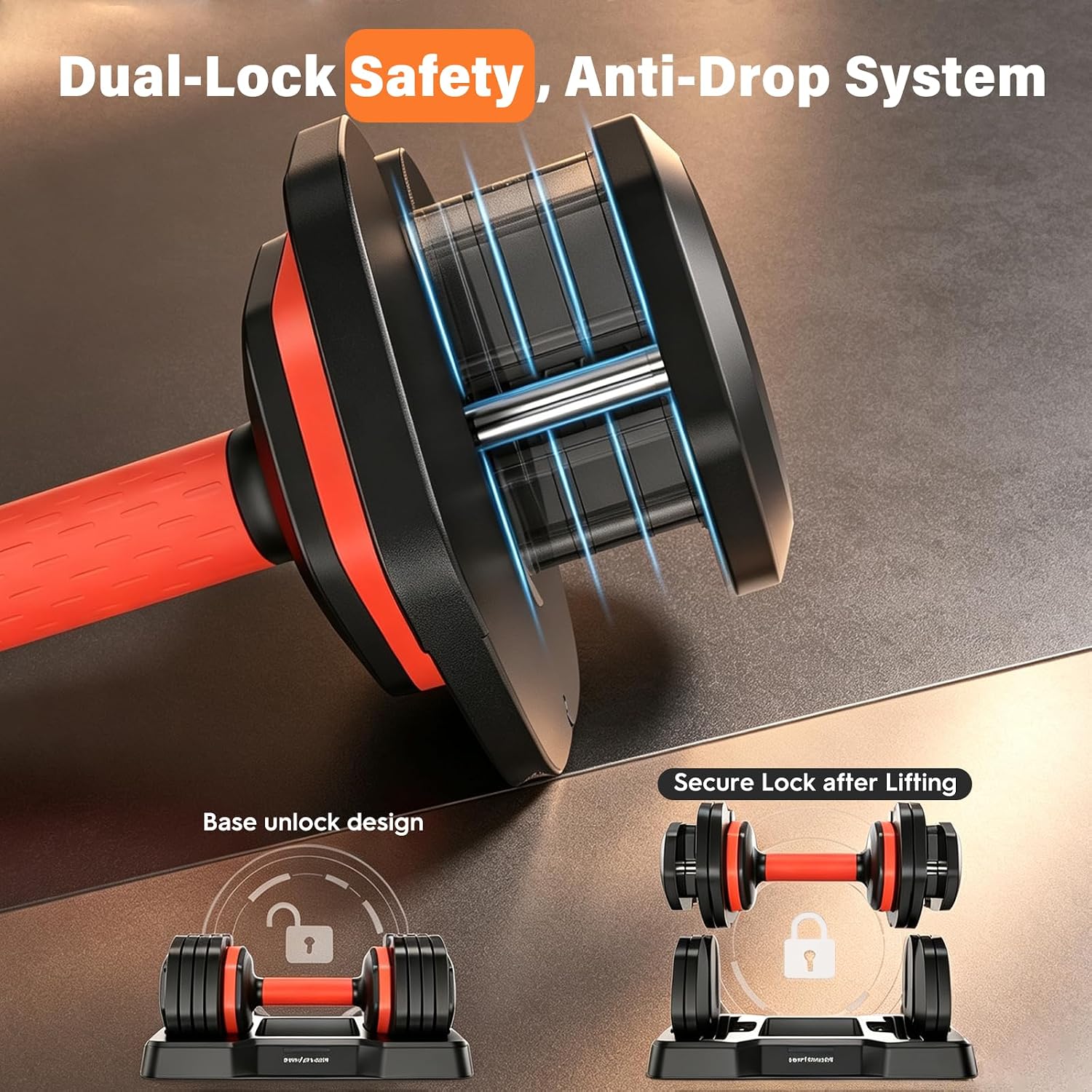 DB1 QuickDial Adjustable Dumbbell Set, Adjustable Free Weights with Storage Box, 110lb/105lb/50lbs Quick Change for