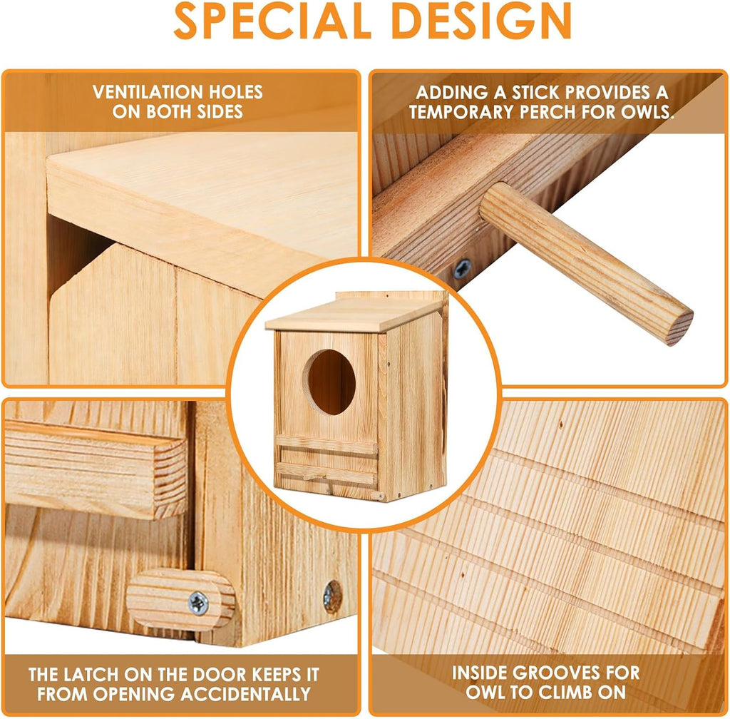 Large Barn Owl House,15.8 * 10.6 * 8.7IN Owl Nesting Box for Outside