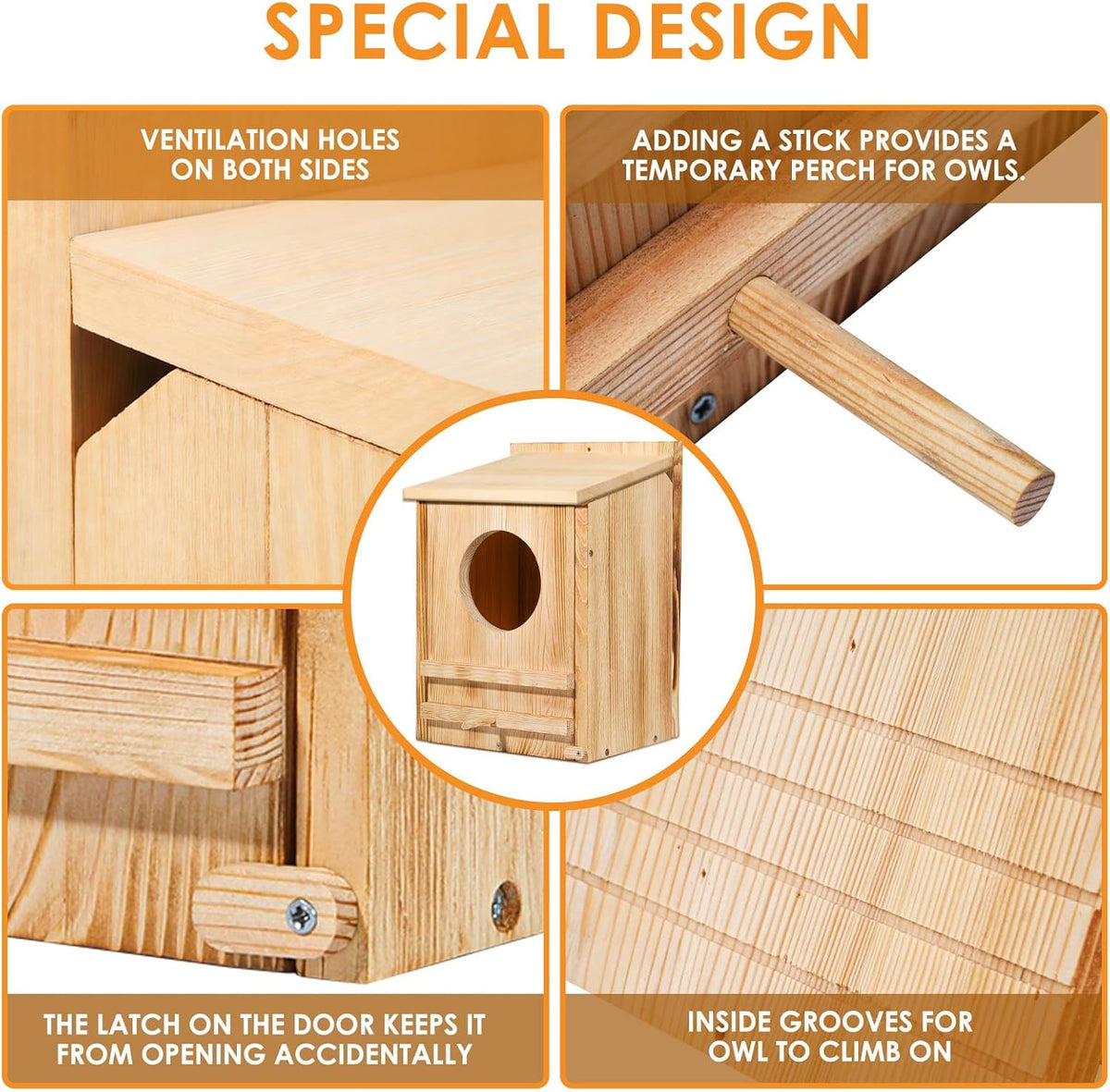 Large Barn Owl House,15.8 * 10.6 * 8.7IN Owl Nesting Box for Outside