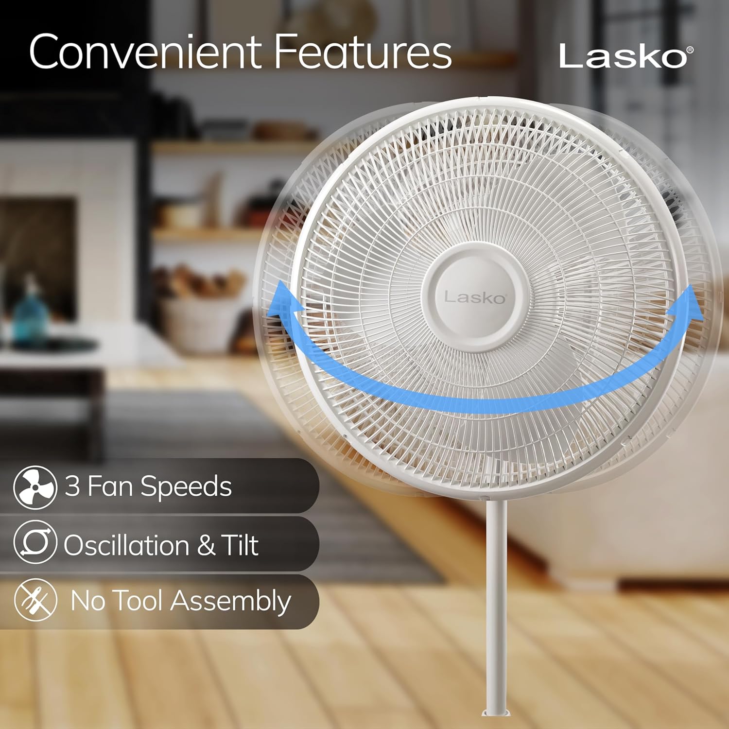 Oscillating Pedestal Fan - Adjustable to 47" - 2520 - White | Cooling Standing Fan for Bedroom, Living Room, and Home