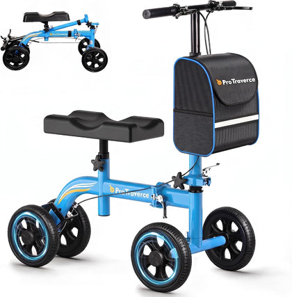 Knee Scooter for Adult for Foot Surgery – Foldable & Steerable Knee Walker, with All Terrain Wheels, Comfort Knee Pad
