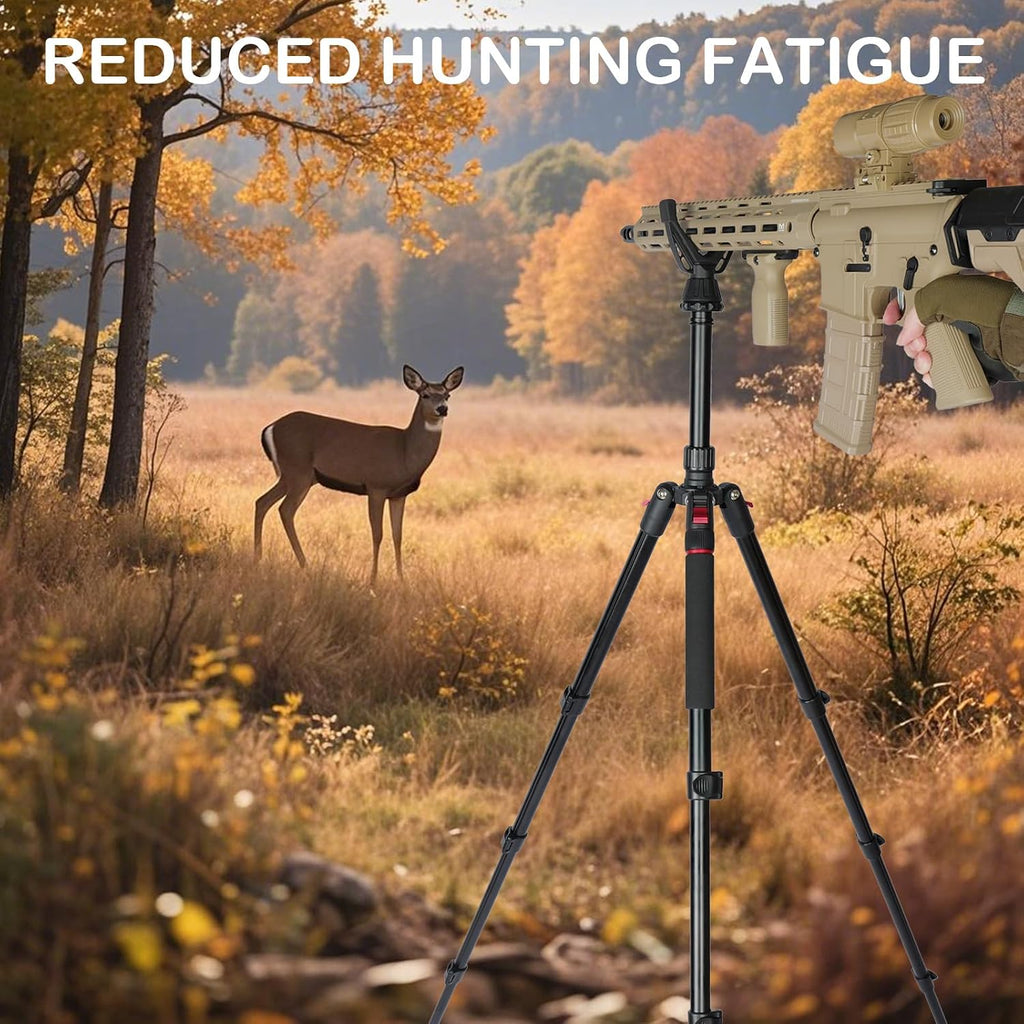 Adjustable Shooting Tripod for Rifles Shooting Stick Level-Lock 3-in-1 Tripod Monopod Bipod, 22.8″-61″ Height