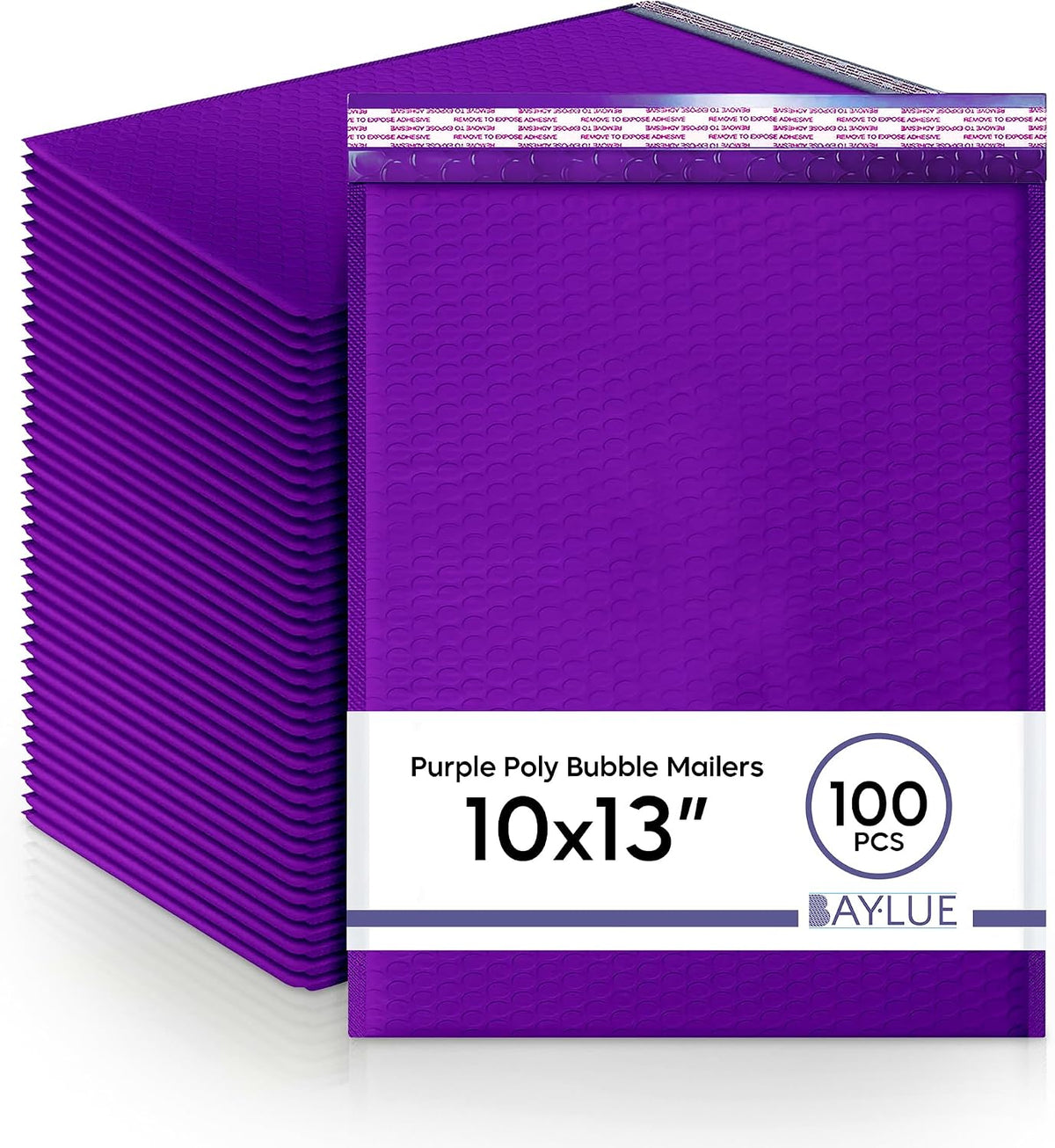 Purple Bubble Mailers 10x13, Self Seal Poly Padded Envelopes, 100 Pack Bulk