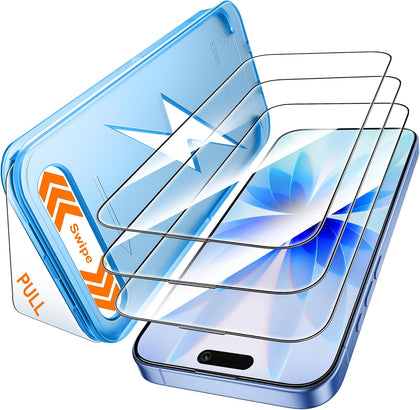 for iPhone 17 Screen Protector 3 Pack, [9H+ Hardness] [Military-Grade Drop Protection] [Sensitive Touch] [Easy