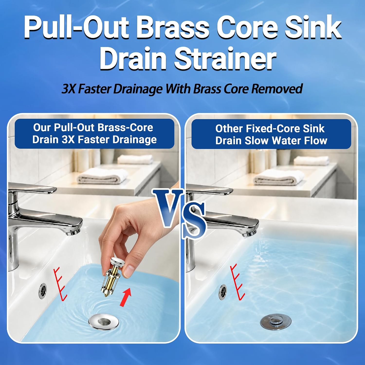 Bathroom Sink Drain Strainer,(2PCS) Pop-up Sink Drain Strainer with Removable Stainless Steel Strainer Basket Hair