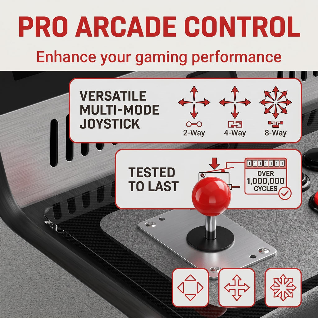 Joystick Red Ball Top Handle Game Joystick DIY Controller Kit for Gaming, 2/4/8 Way