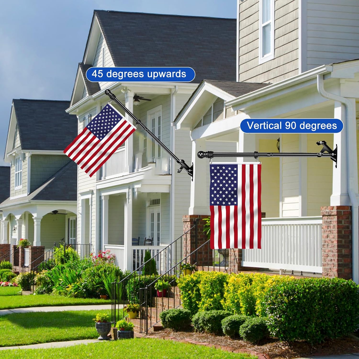 Flag Pole for Outside House, Heavy Duty Metal Flagpole for Residential, Outdoor or Porch, Stainless Steel Flag Poles