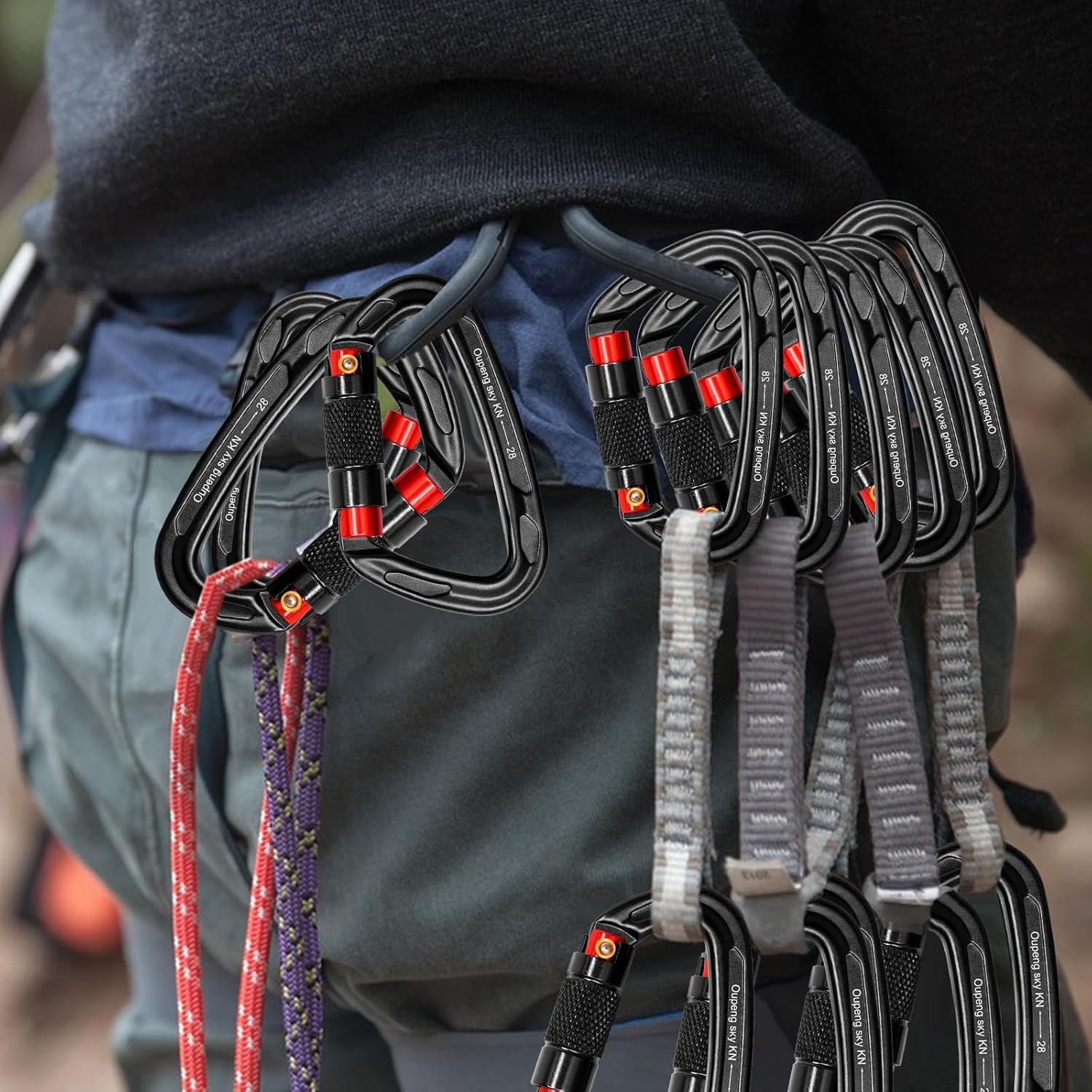 Auto Locking Carabiner Clips - 28KN (6172lbs) Heavy Duty Caribeaners, Large Carabiner Clip for