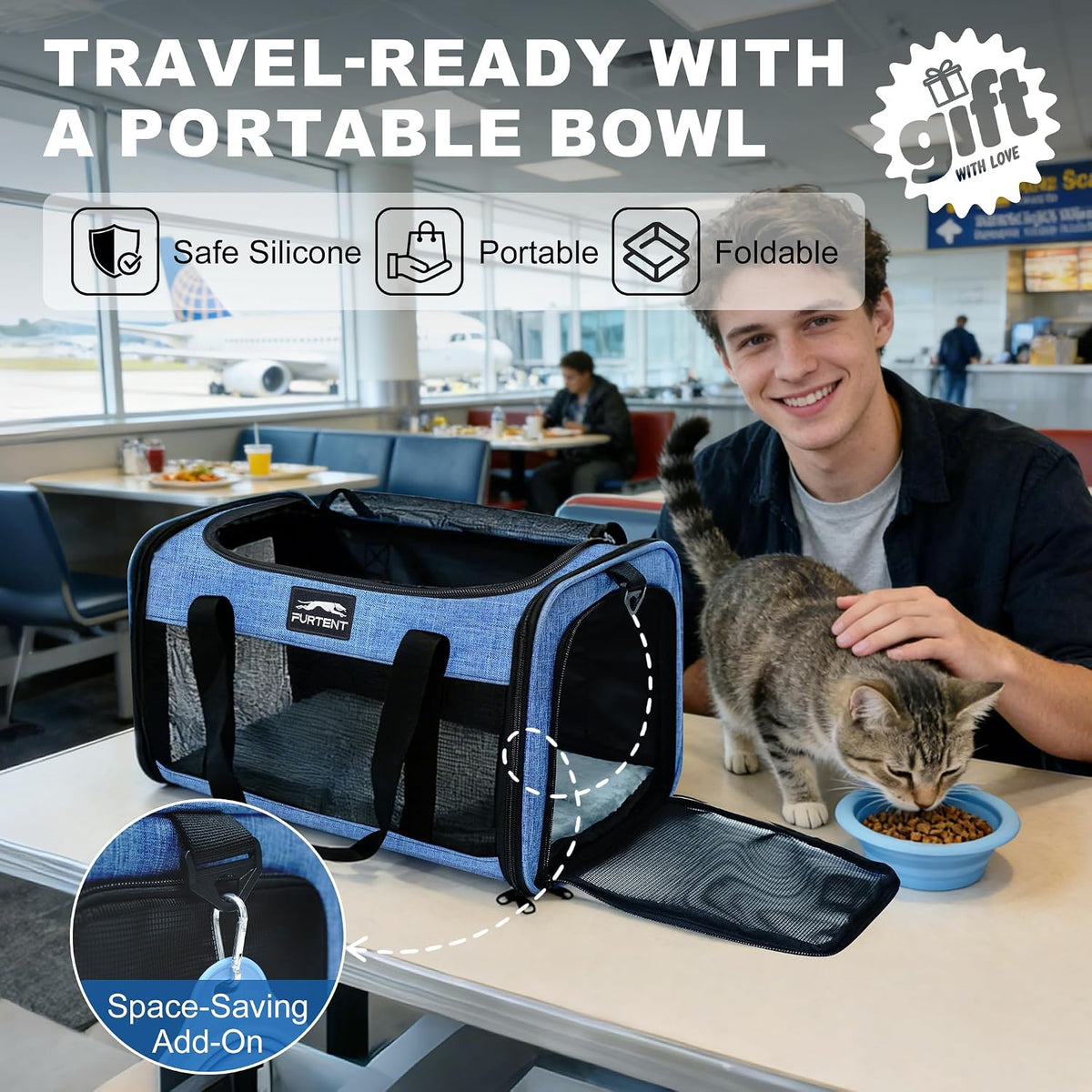 Pet Carrier Airline Approved, Soft Sided Cat Carrier for Small Pets up to 13 lbs, TSA Approved Dog Travel Bag