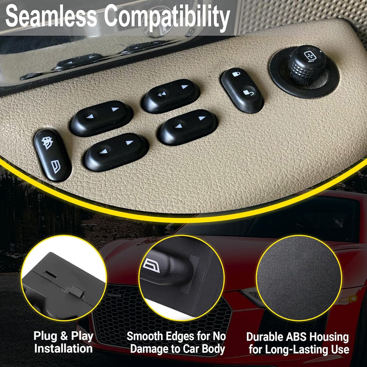 Driver Side Master Power Window Switch, Replacement for 5L1Z14529AA