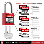Lockout Locks, 10 Red Loto Locks Keyed Alike, 2 Keys Each