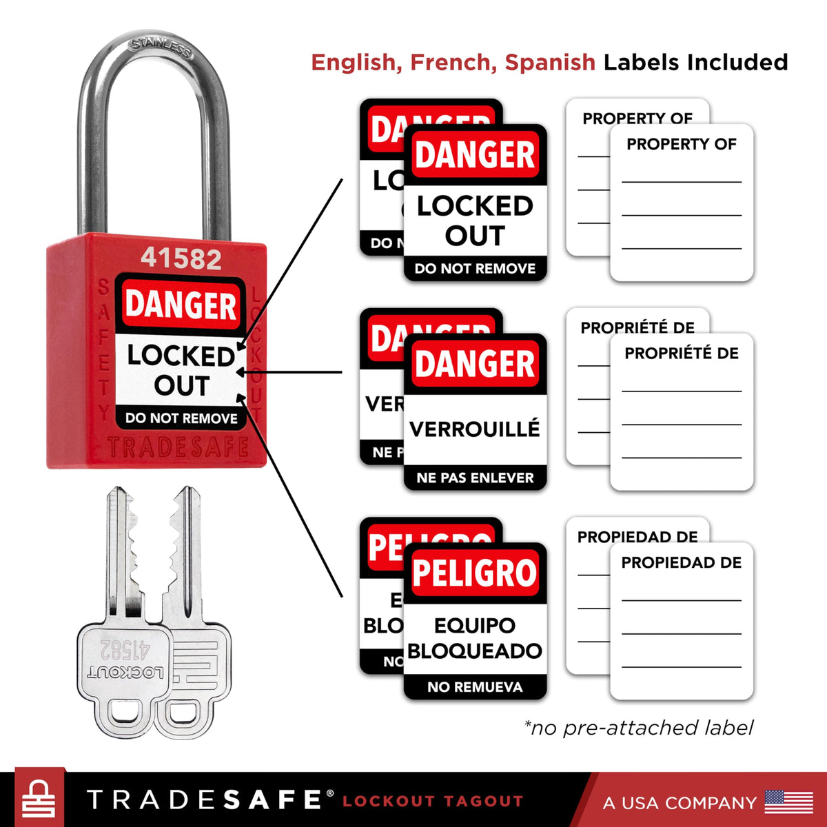 Lockout Locks, 10 Red Loto Locks Keyed Alike, 2 Keys Each