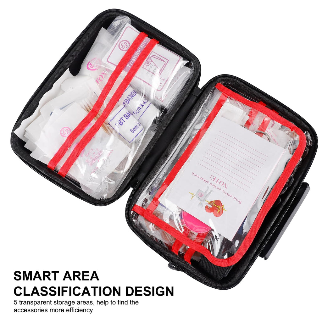 410 Piece Waterproof Hard Shell First Aid Kit, Black