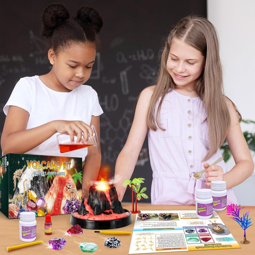 Erupting Volcano Science Kit for Kids | Gemstone Donosaur Dig Volcano, Snow Eruption Volcano, Chemistry Experiment