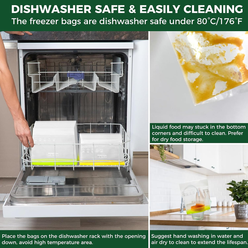 12 Pack Reusable Gallon Freezer Bags Dishwasher Microwave Safe