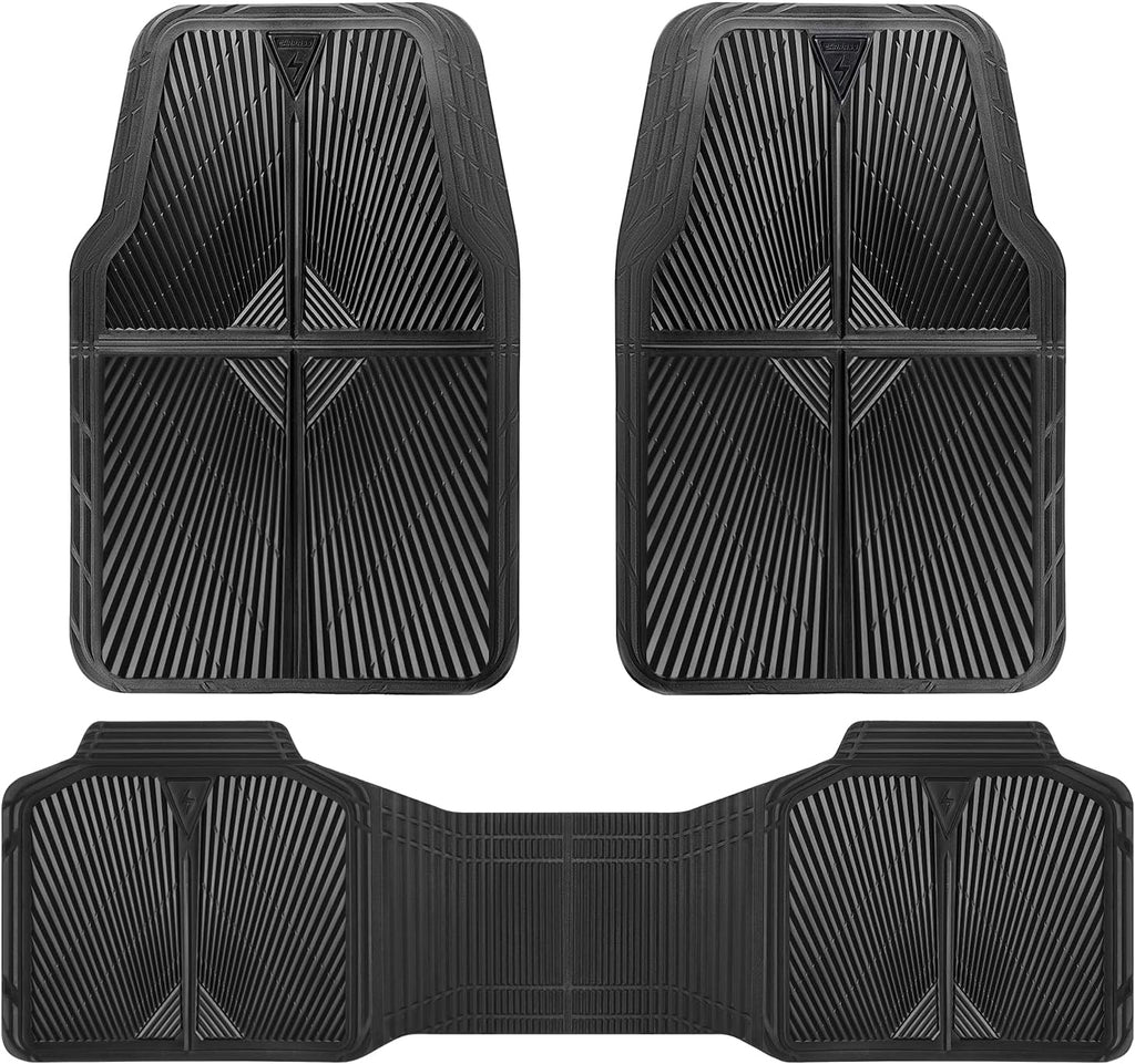 Rubber Floor Mats, All Weather Waterproof Trim-to-Fit Automotive Mats for Cars Trucks SUV, Anti-Slip Easy Clean