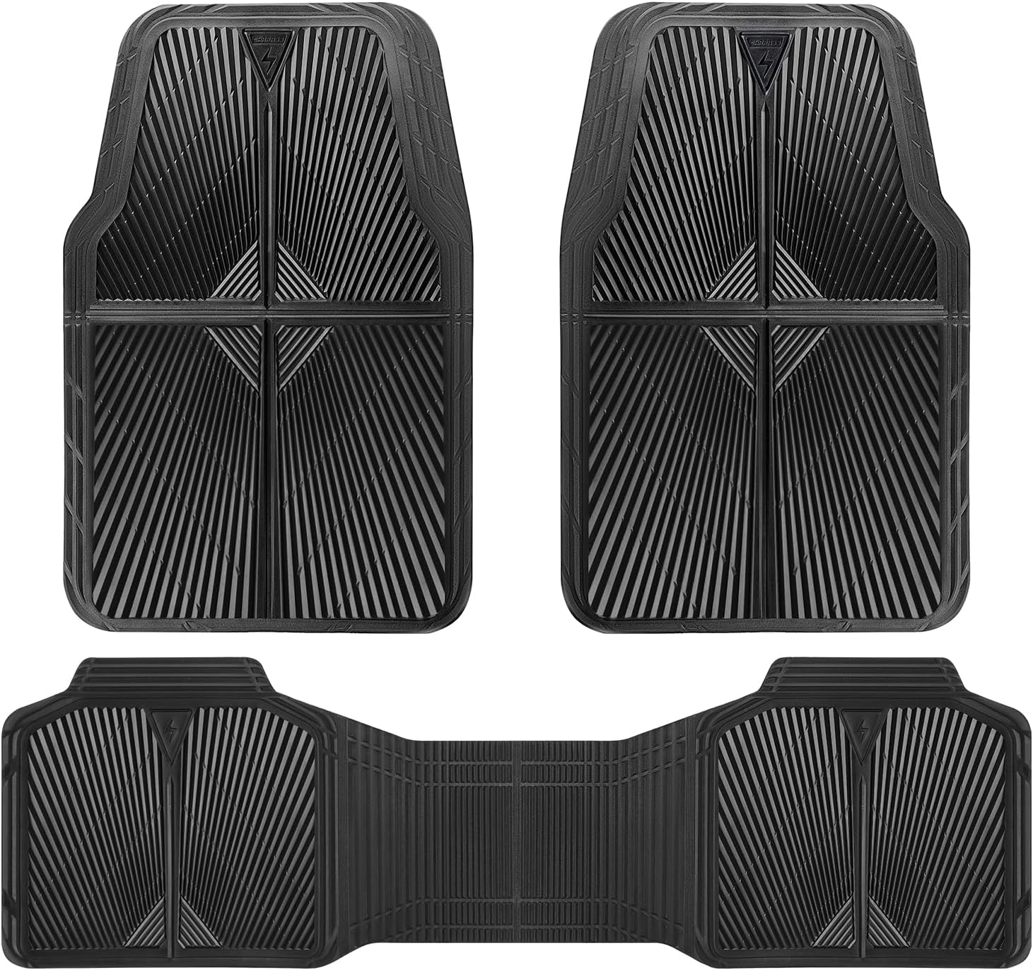 Rubber Floor Mats, All Weather Waterproof Trim-to-Fit Automotive Mats for Cars Trucks SUV, Anti-Slip Easy Clean