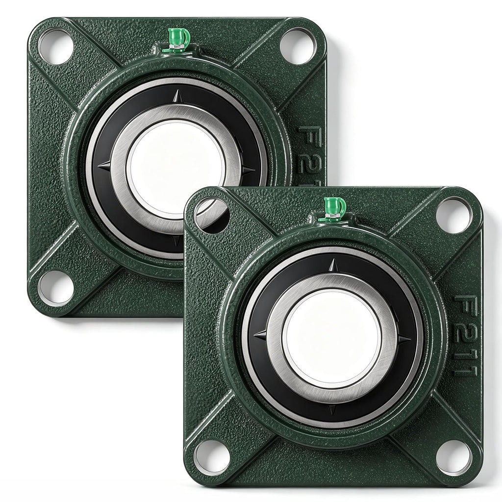 2pcs UCF211-32 Square Pillow Flange Bearing, 2" Bore 4-Bolt Cast
