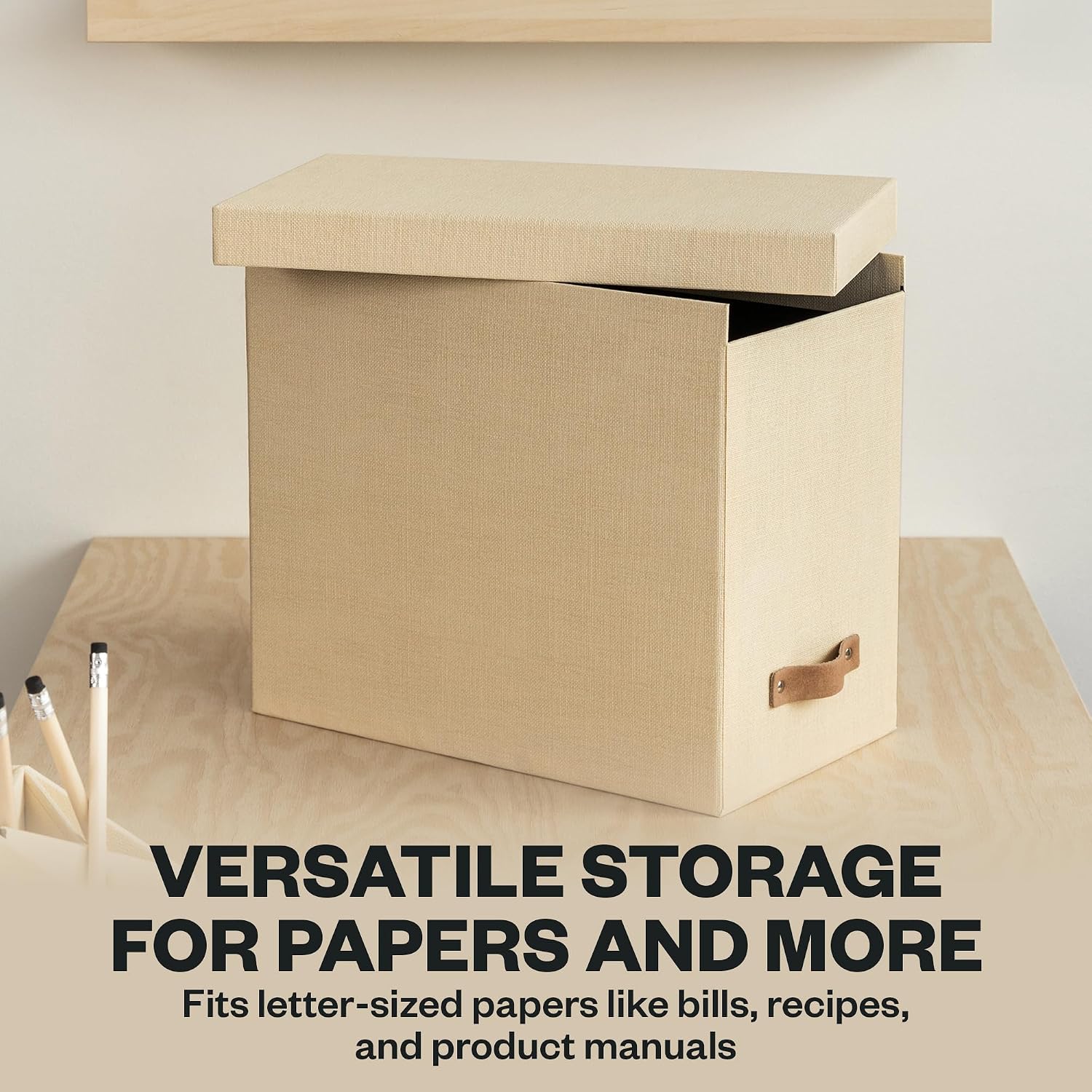 Bigso John File Box - File Storage Box and File Organizer for Important Paperwork - Durable Hanging File Box with Lid