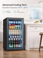 126 Can Mini Fridge, 3.2 Cu.Ft Beverage Refrigerator, Drink Cooler