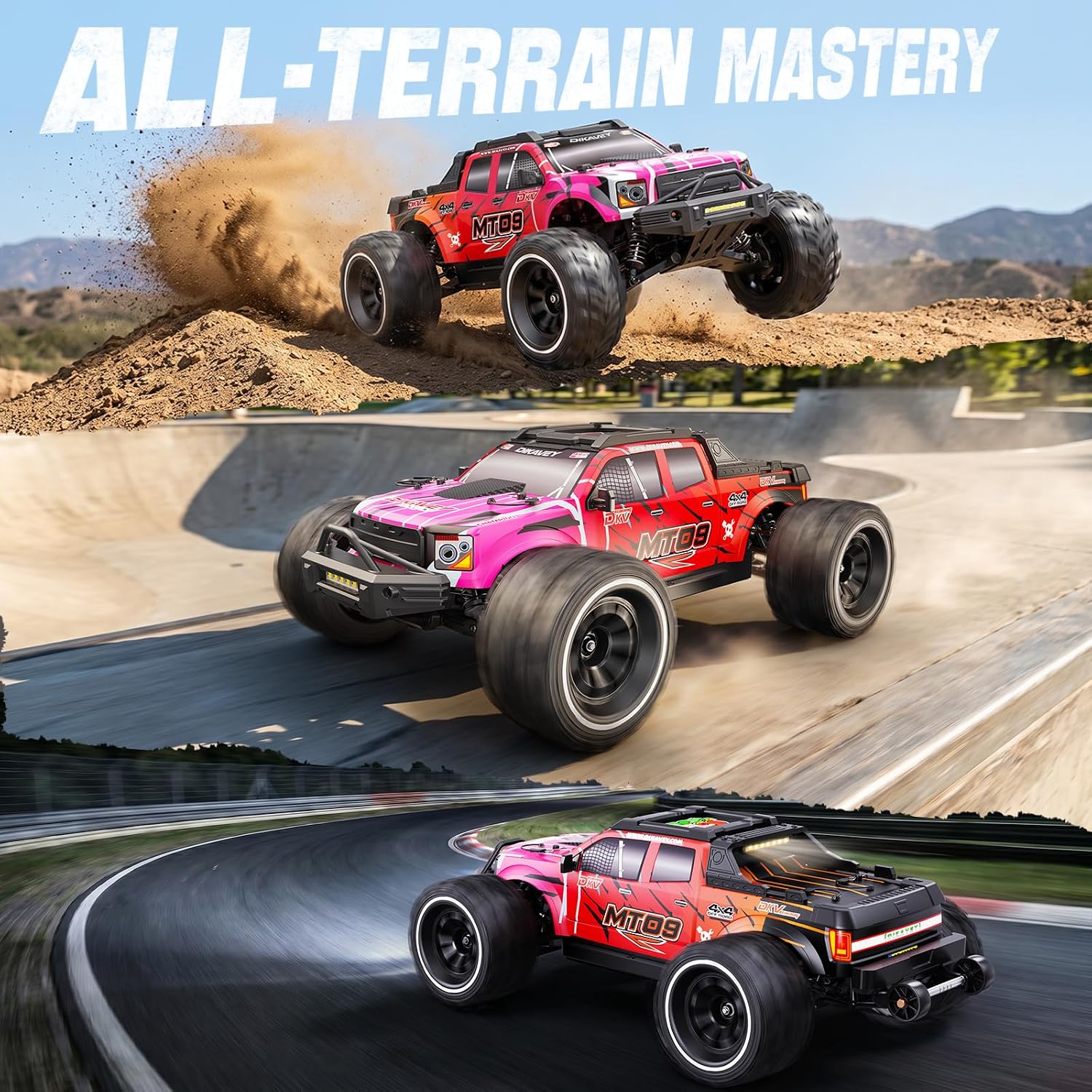 MT09 1/9 4WD Brushless RC Monster Truck,Remote Control Car for Fast Adult | 38MPH High Speed Off Road RC Car,130A ESC