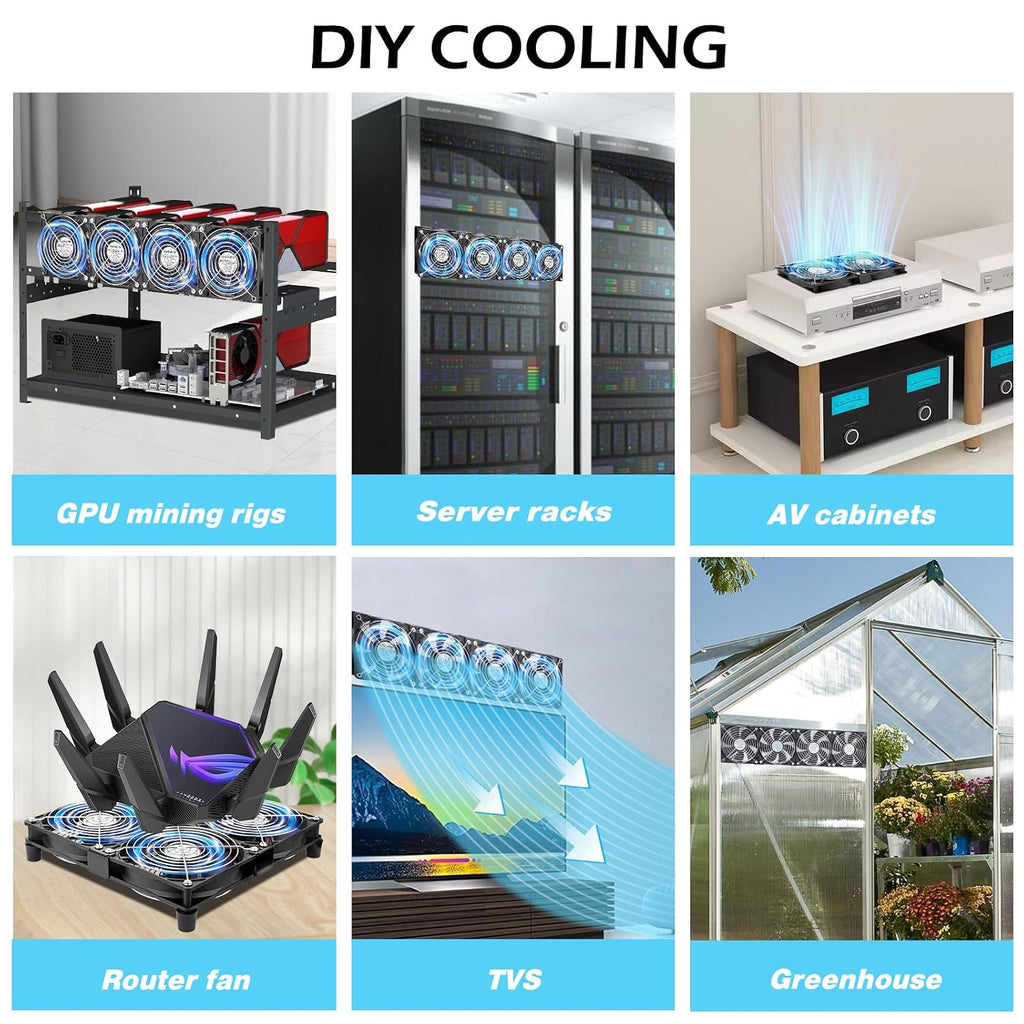 4X 120mm Server Rack Fan with Speed Control 110V 240V Ball Bearing