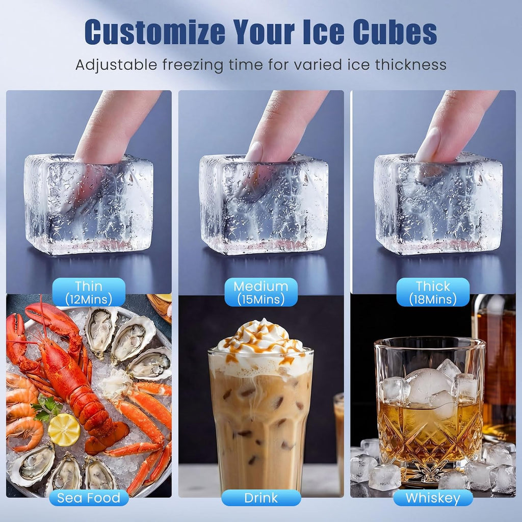 Commercial Ice Maker Machine 110LBS/24H, 36 Cubes in 13 Mins