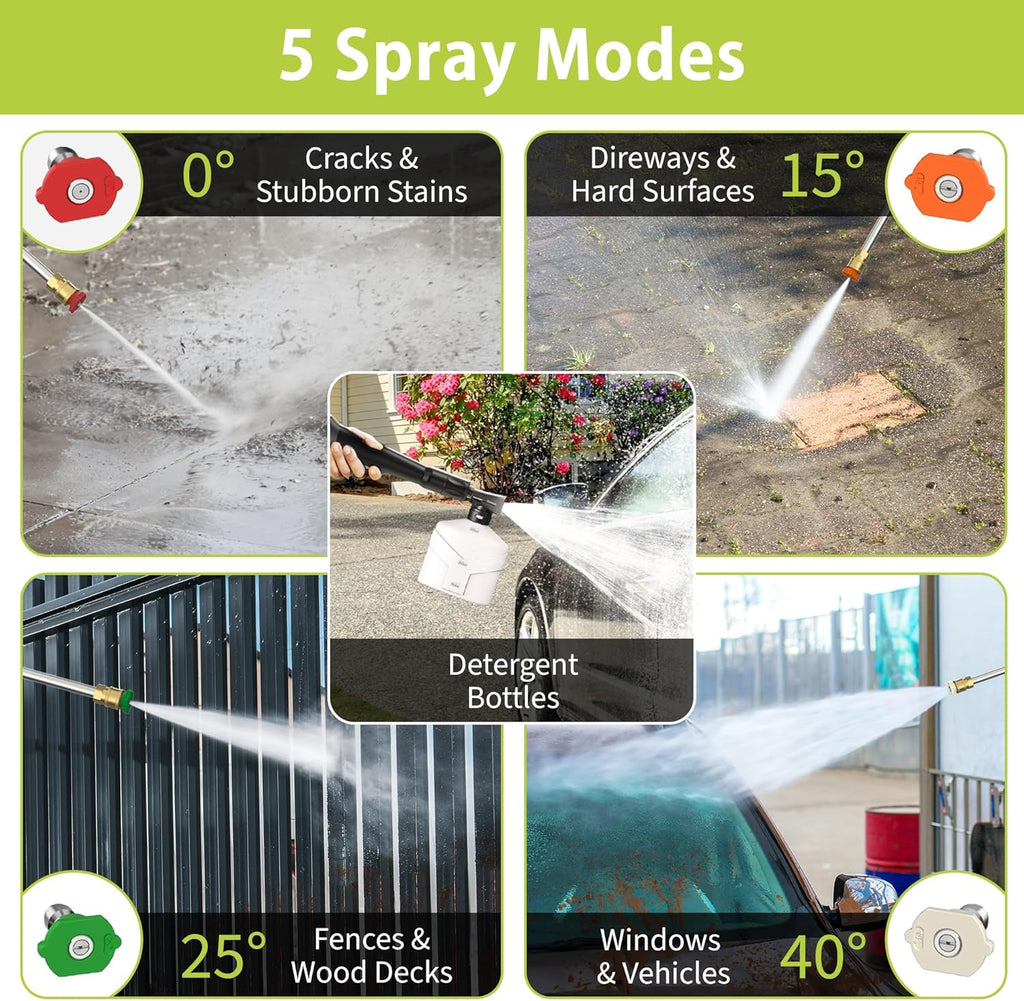 Adjustable 5000 PSI Pressure Washer,2.5 Max GPM Power Washer with 33 FT Retractable Hose Reel, Stainless Steel Lance