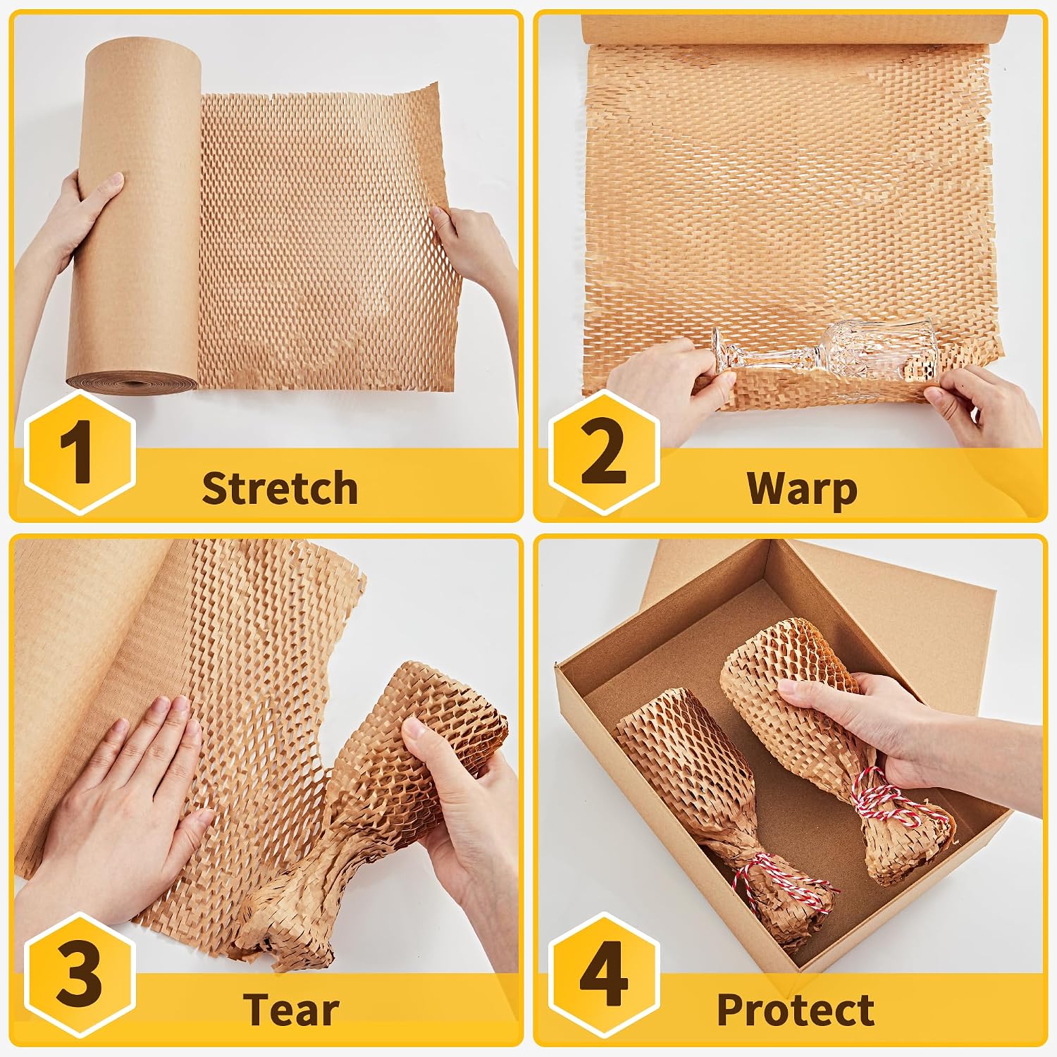 Honeycomb Packing Paper, 15" x 400' Packing Wrap Roll for Shipping | Recyclable Honeycomb Packing Paper For Moving W/