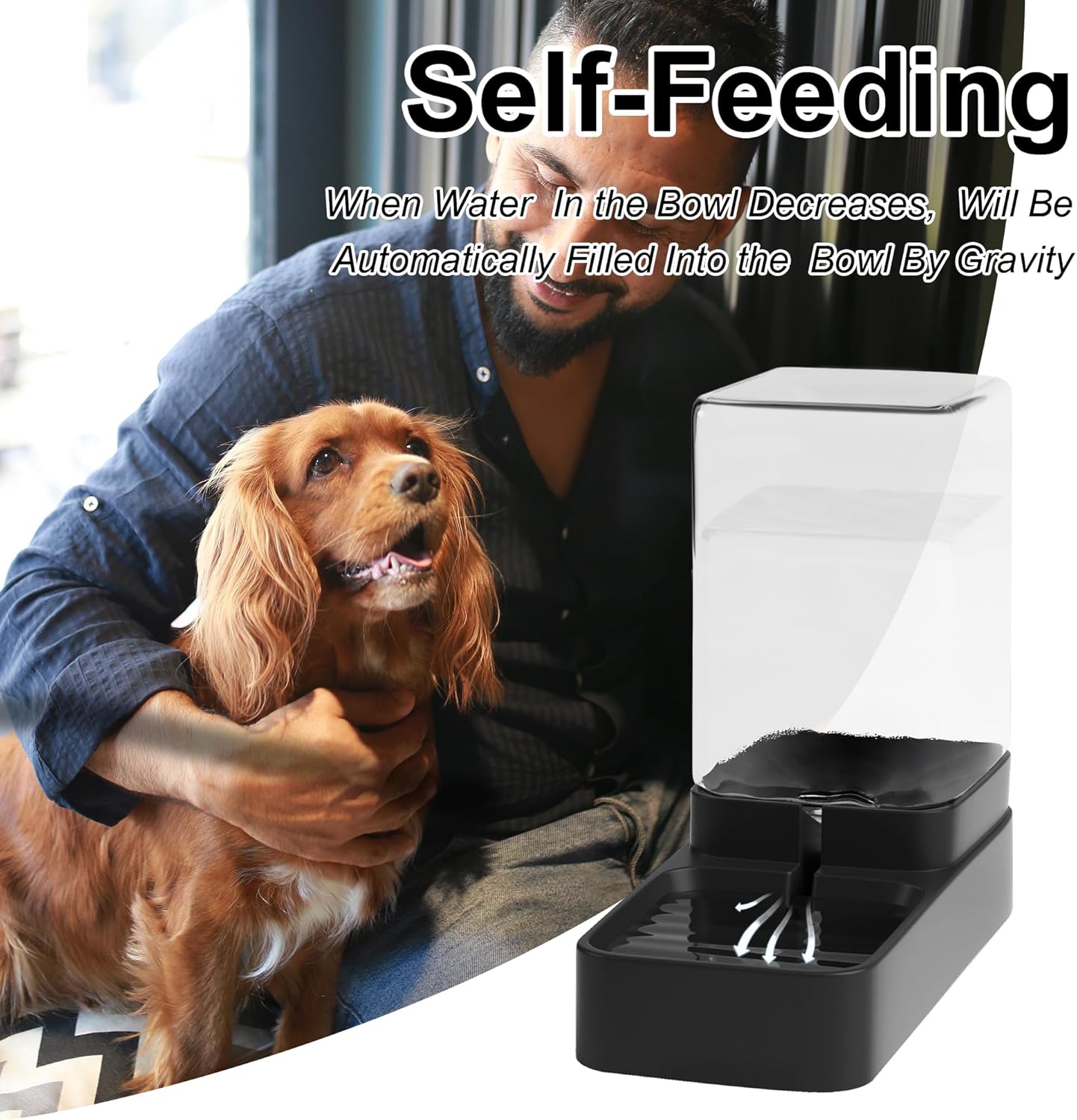 Automatic Cat Feeder and Water Dispenser in Set with Pet Food Bowl,Gravity Dog Waterer and Food Feeder for Small