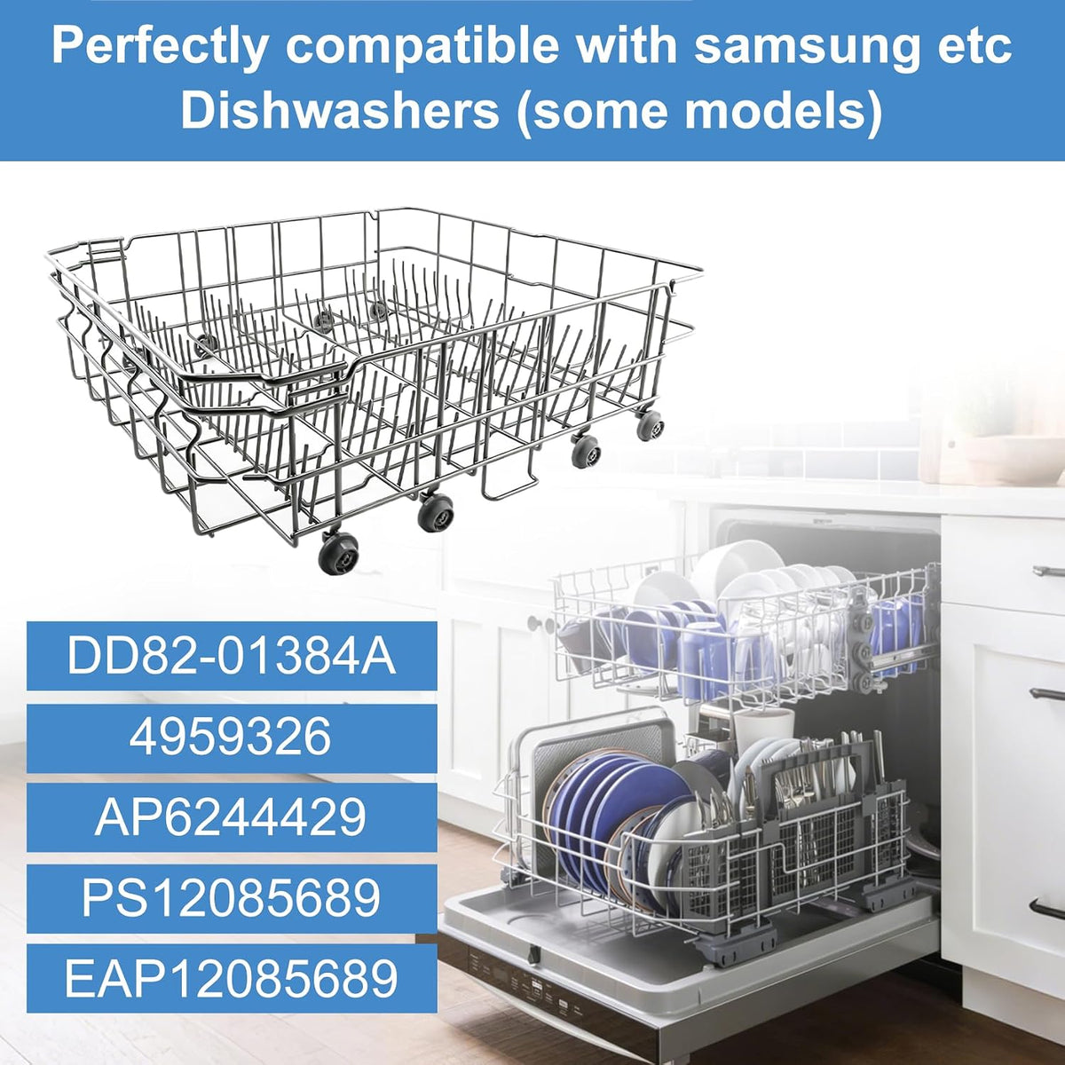 DD82-01384A Lower Dishrack Assembly for samsung Dishwasher (Some Models)